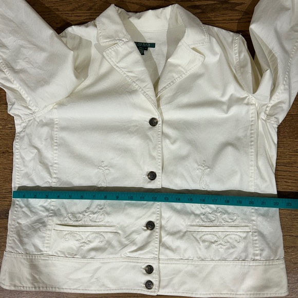 Ralph Lauren Cream Blazer Jacket Cotton Womens Classic Lightweight - Picture 9 of 12